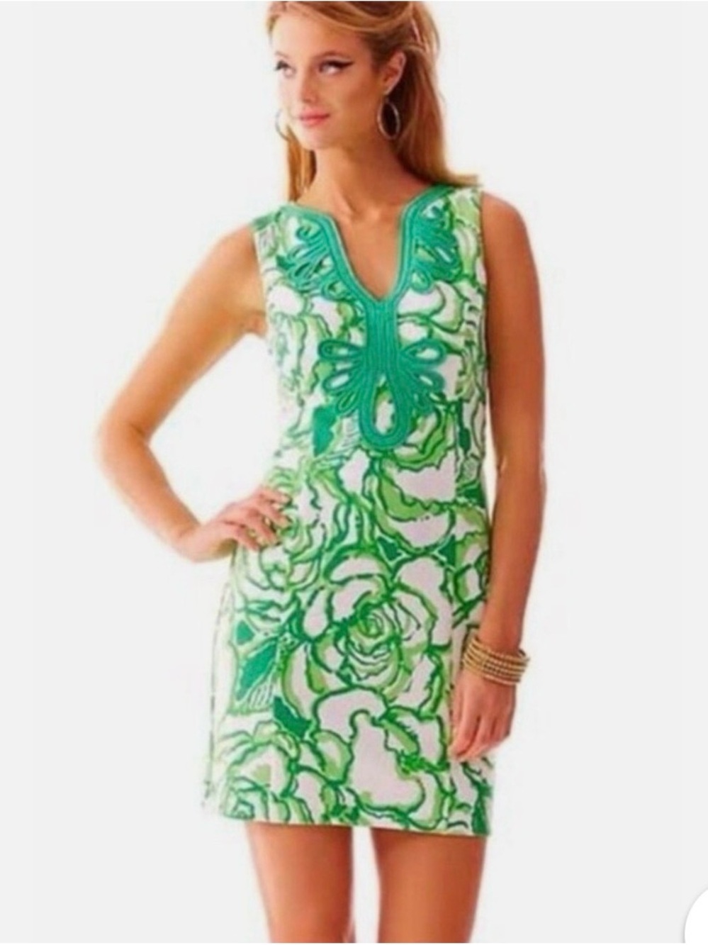 Lilly Pulitzer Janice Shift Dress Sz M Green Resort